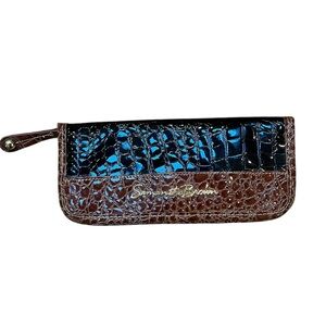 Samantha Brown Black & Brown Crocodile Embossed Wallet/Passport Holder